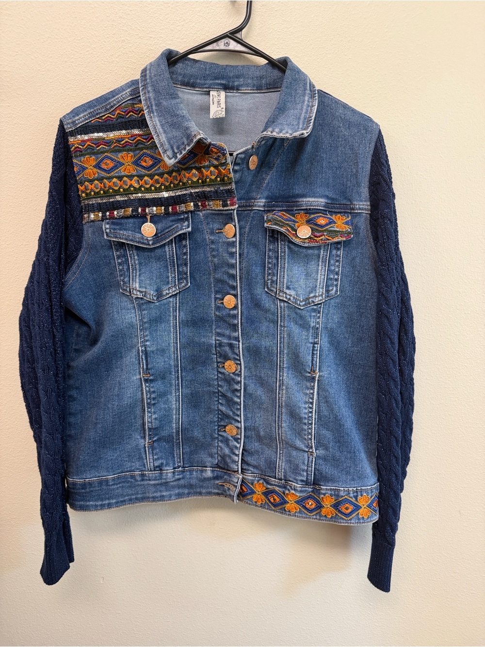 Tempo Paris Embroidered Denim Jacket SzM